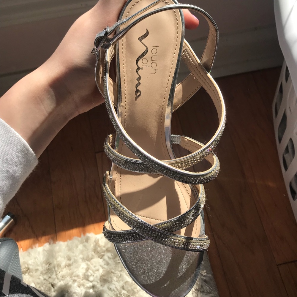 Silver Strappy Heels